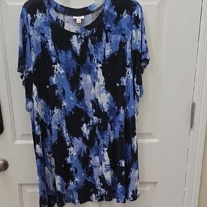 LuLaRoe Abstract Blue and Black Short Sleeve Top